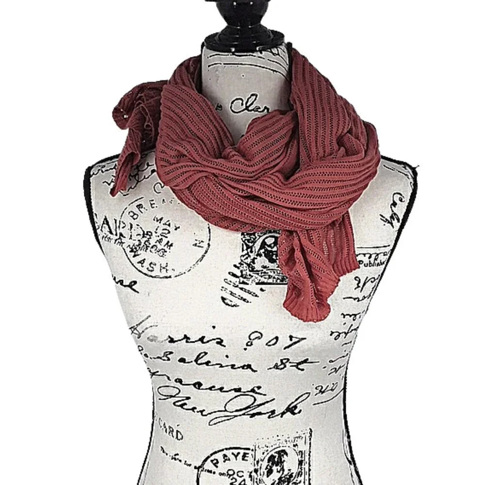 A NEW DAY Light Red Scarf Drape Wrap One Size Knit Scarf Womens OS - Picture 2 of 8
